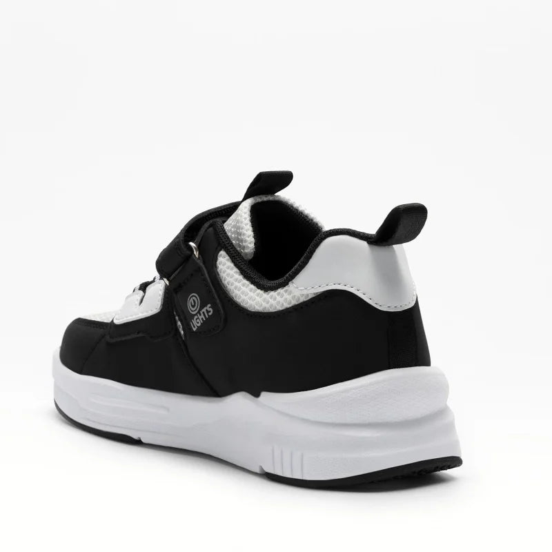 Bull Boys Bull Boys Παιδικά Sneakers με φωτάκια Ασπρόμαυρα Παπούτσι Αγόρι Φωτάκια / Shoes with Lights Boy BullBoys_DNAR5014_B00_BINE_03