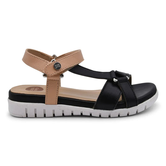 Gioseppo Gioseppo Δερμάτινα Ανατομικά Παιδικά Πέδιλα για Κορίτσια Μαύρα Πέδιλο Κορίτσι / Sandals Girl Gioseppo-sandali-estate-pelle-rialzata-velcro-beige-nero-profilo