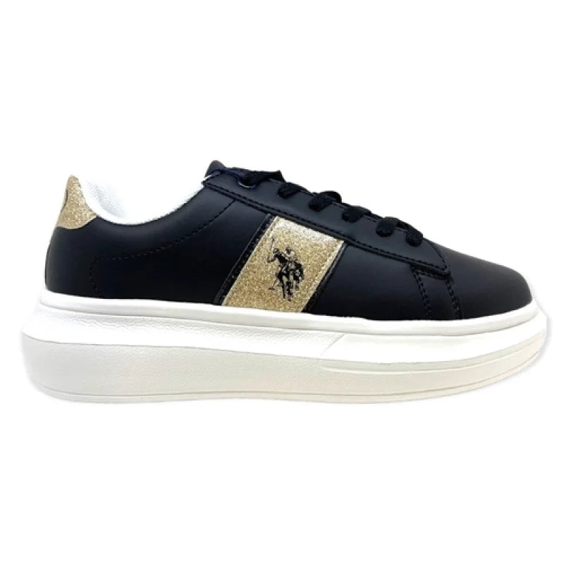 US Polo U.S. Polo Assn. Παιδικά Sneakers Ανατομικά για Κορίτσι Μαύρα Sneaker Κορίτσι / Sneaker Girl HELIS004A-BLK-GOL01-1000x1000