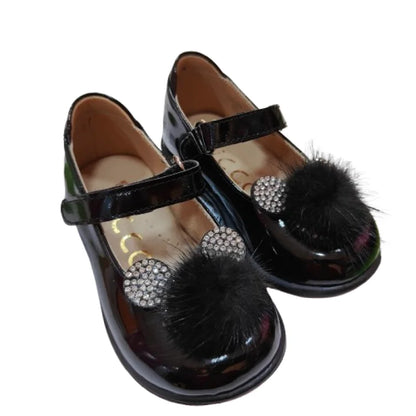 Ricco Mondo Ballerines pour enfants anatomiques avec rayures vernis noir