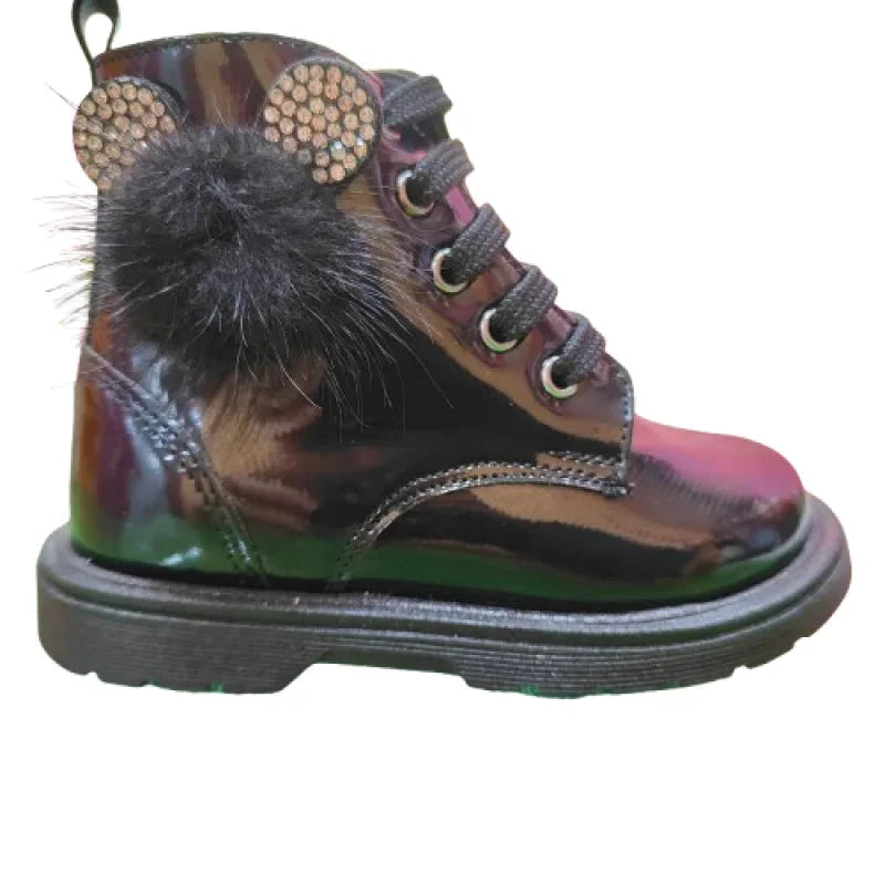 Ricco Ricco Mondo Ανατομικά Δερμάτινα Παιδικά Αρβυλάκια με Φερμουάρ Μαύρο Μποτάκι Κορίτσι / Boots Girl IMG20240919160059-removebg-preview