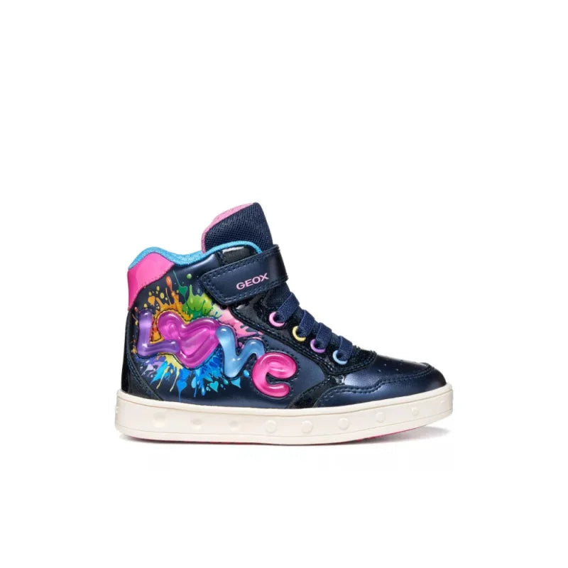 Geox Geox J668WB 0NFKC C4243 Παιδικά Μποτάκια Sneaker Σκούρο Μπλε με Φώτα Παπούτσι Κορίτσι Φωτάκια / Shoes with Lights Girl J668WB-0NFKC-C4243-27