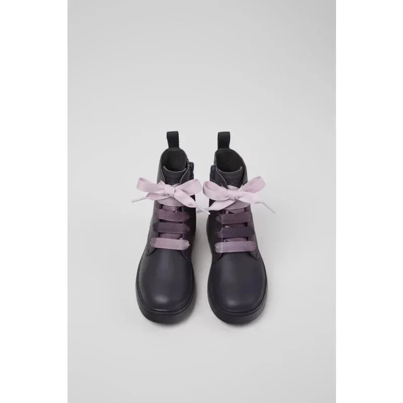 Camper Camper Δερμάτινα Παιδικά Αρβυλάκια με Κορδόνια Βυσσινή Μποτάκι Κορίτσι / Boots Girl K900150-018_CF
