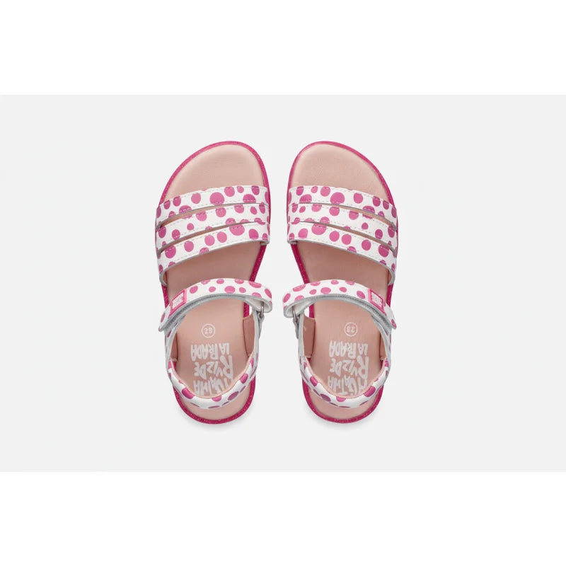 Αgatha Ruiz De La Prada Agatha Ruiz de la Prada 262962-A Παιδικά Πέδιλα - Λευκό με Ροζ Πουά & Glitter Πέδιλο Κορίτσι / Sandals Girl agatha-ruiz-de-la-prada-262962-a