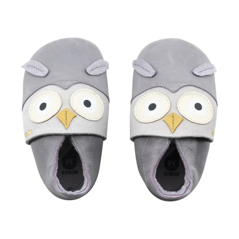 Bobux Bobux Δερμάτινα Ανατομικά Βρεφικά Αγκαλιάς για Αγόρι Γκρι Αγκαλιάς Αγόρι / Prenatal Boys bobux-leo-maple-vrefiko-papoutsi-hootie-grey-gull-babydream.gr-01