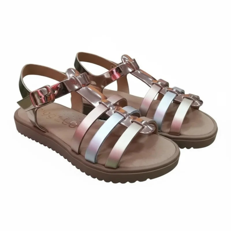 Ricco Ricco Παιδικά Ελληνικά Δερμάτινα Πέδιλα Χειροποίητα Ανατομικά για Κορίτσια Μεταλικό Πέδιλο Κορίτσι / Sandals Girl captivating-view