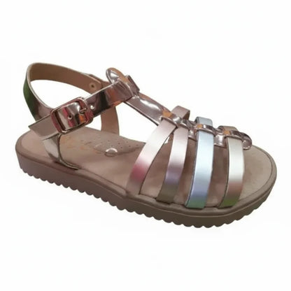 Ricco Ricco Παιδικά Ελληνικά Δερμάτινα Πέδιλα Χειροποίητα Ανατομικά για Κορίτσια Μεταλικό Πέδιλο Κορίτσι / Sandals Girl elegant-presentation