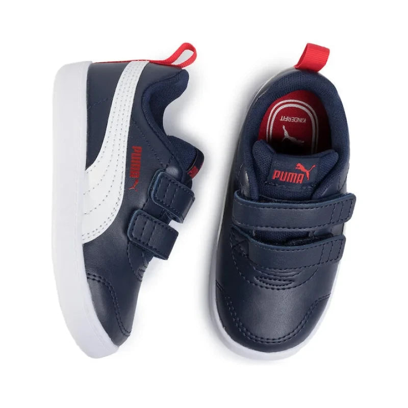 Puma Children's Courtflex Sneaker with Scratches Navy Blue