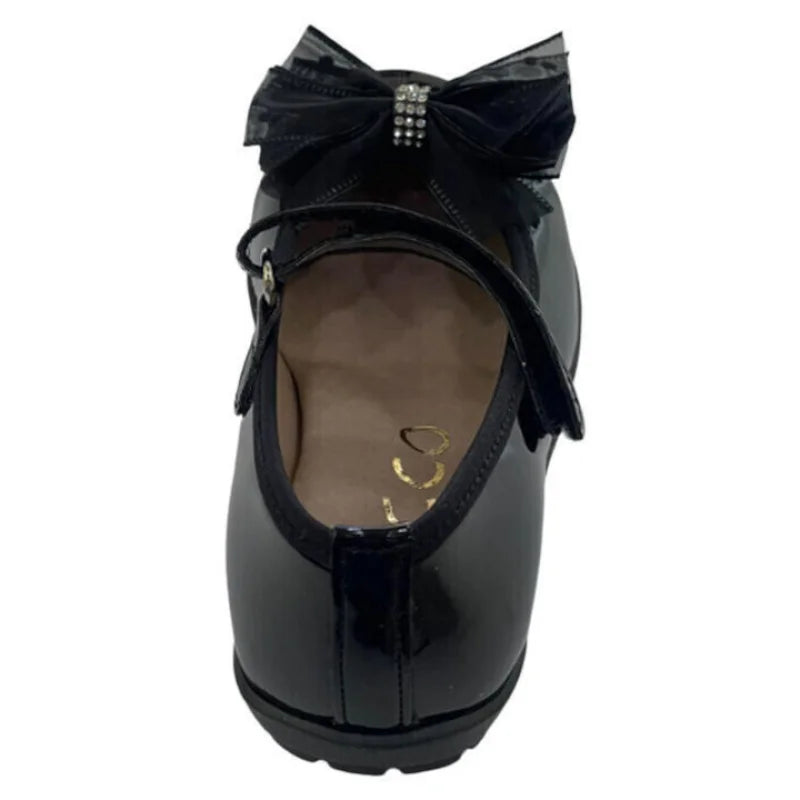 Ricco Kids Greek Leather Ballerina Shoes Handmade Anatomical for Girls Black