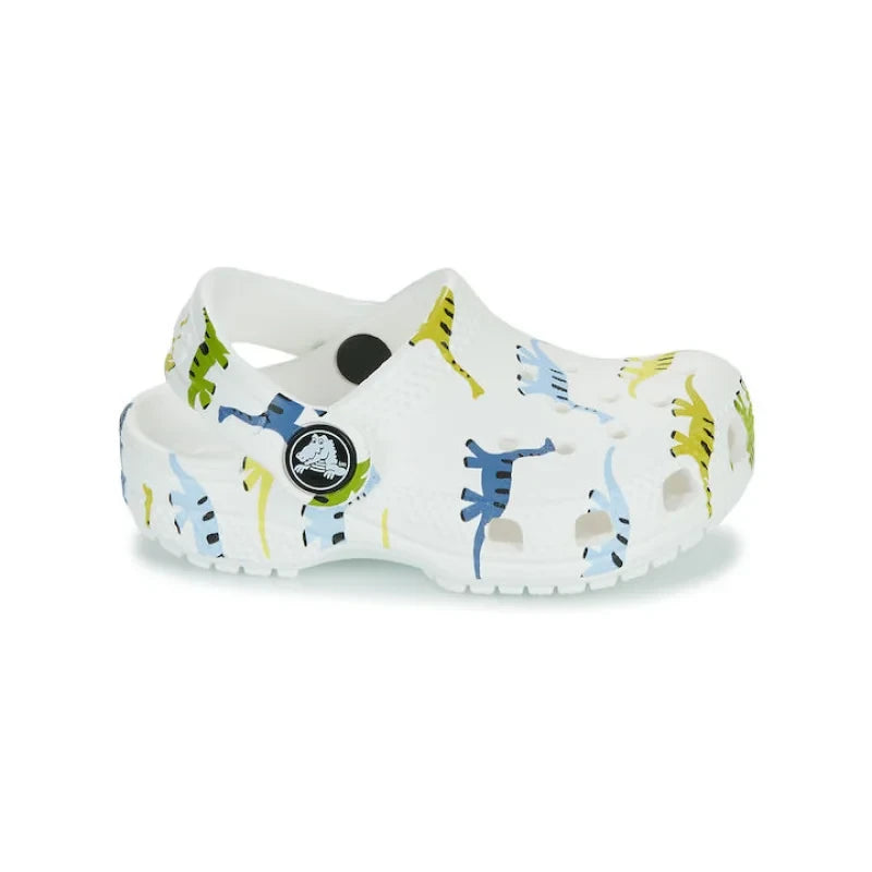 Crocs Classic Character Print Cloq Children's Dinosaur Anatomical Shampoo White