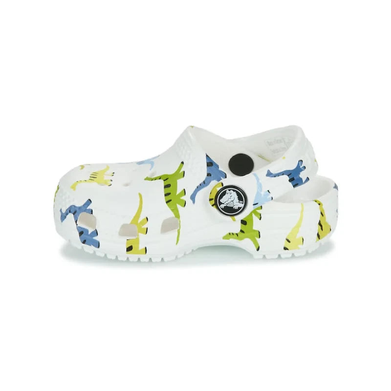 Crocs Classic Character Print Cloq Children's Dinosaur Anatomical Shampoo White