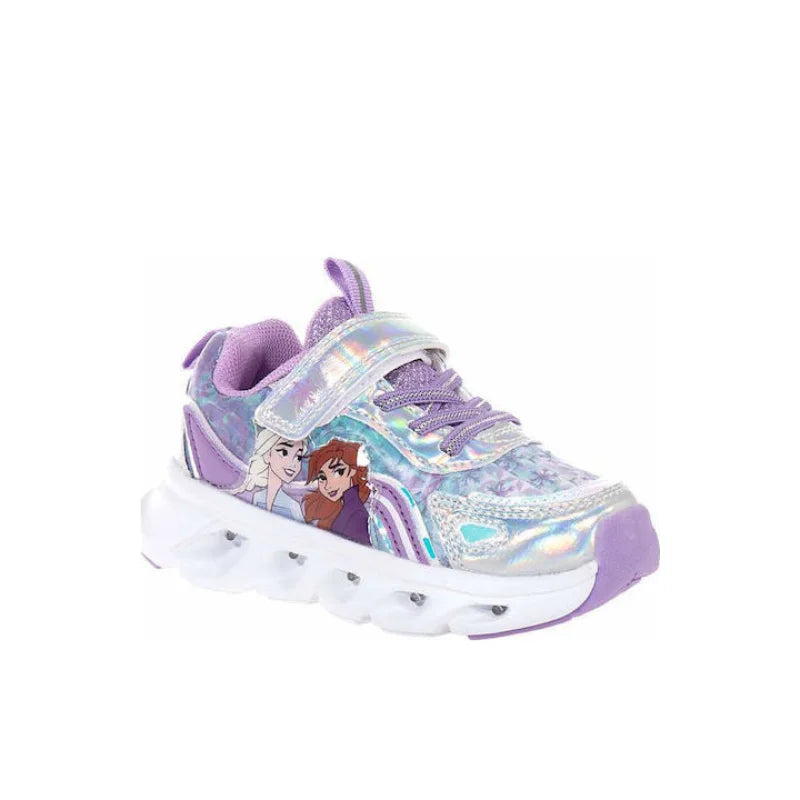 Leomil Disney Frozen Παιδικά Sneakers με Σκρατς & Φωτάκια Ασημί Παπούτσι Κορίτσι Φωτάκια / Shoes with Lights Girl fixedratio_20250915195701_disney_paidika_sneakers_me_skrats_fotakia_asimi_fz015329_lilac