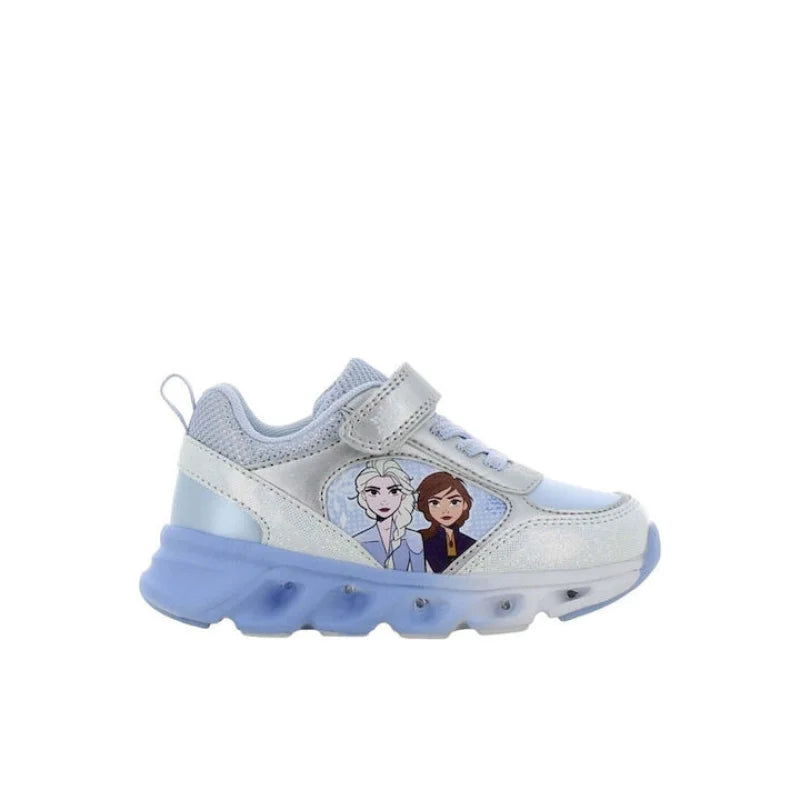 Disney Frozen FZ015625 Παιδικά Sneakers Ανατομικά με Σκρατς & Φωτάκια Ασημί