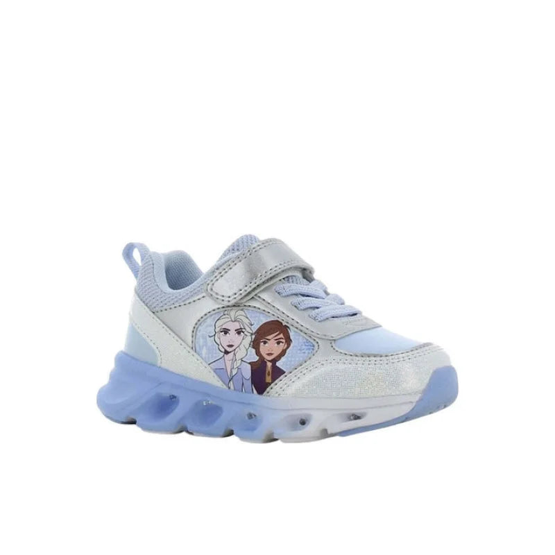 Disney Frozen FZ015625 Παιδικά Sneakers Ανατομικά με Σκρατς & Φωτάκια Ασημί