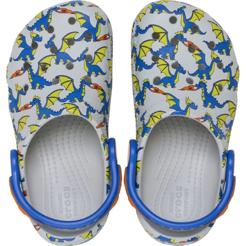Crocs Crocs 212514-1FT Classic Dragon Graphic Clog T Παιδικά Σαμπό Γκρι Θαλάσσης Αγόρι / Beachwear Boys ftp-212514-1FT_04
