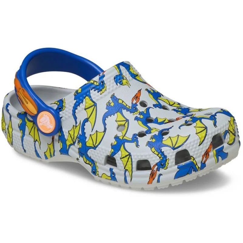 Crocs Crocs 212514-1FT Classic Dragon Graphic Clog T Παιδικά Σαμπό Γκρι Θαλάσσης Αγόρι / Beachwear Boys ftp-212514-1FT_06