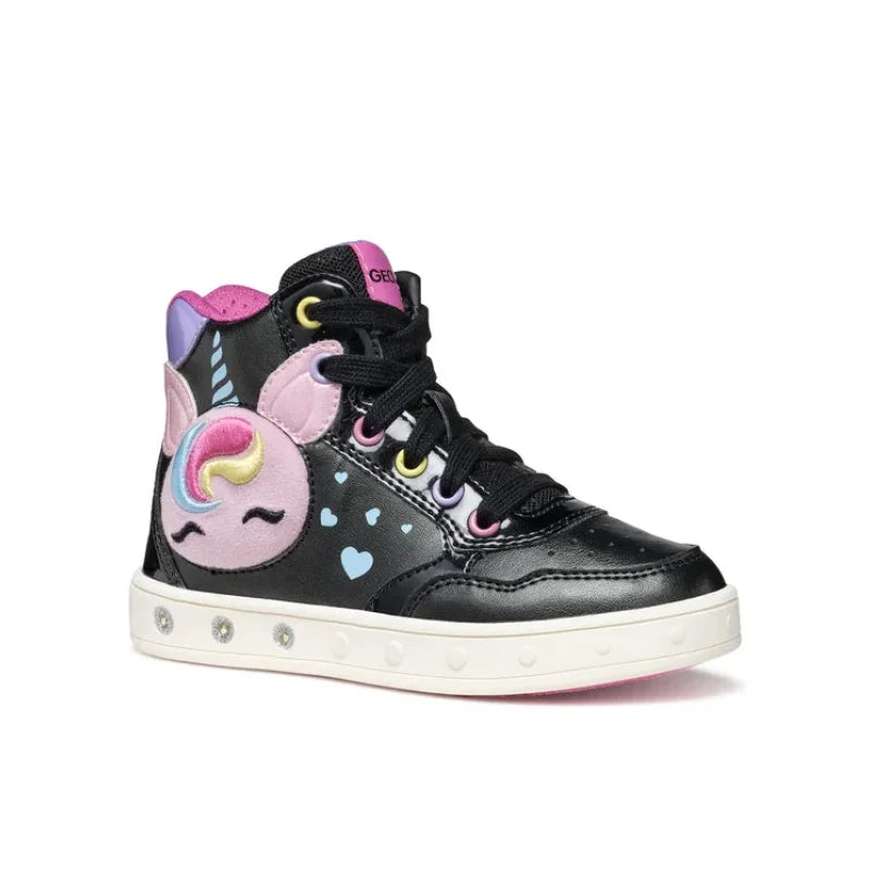 Geox Geox Skylin Παιδικά Sneakers High Ανατομικά με Φωτάκια Μαύρα Παπούτσι Κορίτσι Φωτάκια / Shoes with Lights Girl geox-athletika-j-skylin-j568wd-0nfkn-c9240-m-mauro-0000305270160_1