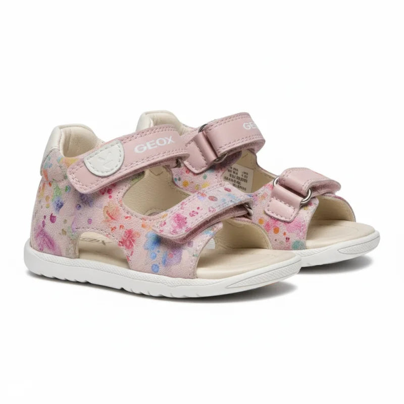 Geox Geox B254WA Macchia Βρεφικά Δερμάτινα Πέδιλα Ροζ Floral Πέδιλο Κορίτσι / Sandals Girl geox-baby-shoes-4
