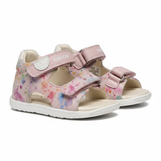 Geox Geox B254WA Macchia Βρεφικά Δερμάτινα Πέδιλα Ροζ Floral Πέδιλο Κορίτσι / Sandals Girl geox-baby-shoes-4
