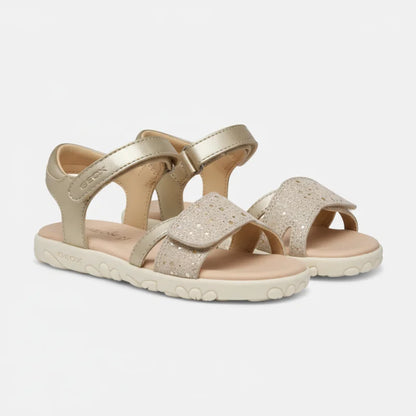 Geox Geox J658ZC Haiti Παιδικά Δερμάτινα Πέδιλα - Dorado Χρυσό Πέδιλο Κορίτσι / Sandals Girl geox-gold-sandals-4