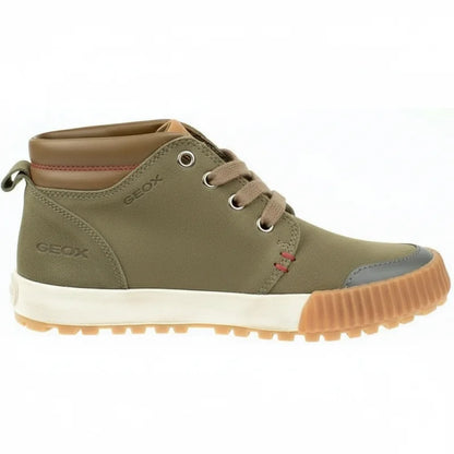 Geox Geox Παιδικά Δερμάτινα Ανατομικά Μποτάκια με Κορδόνι και Φερμουάρ για Αγόρι Χακί Μποτάκι Αγόρι / Boots Boys geox-khaki-boots-outer-side-view