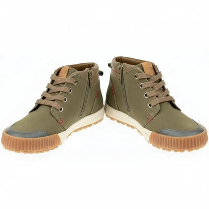 Geox Geox Παιδικά Δερμάτινα Ανατομικά Μποτάκια με Κορδόνι και Φερμουάρ για Αγόρι Χακί Μποτάκι Αγόρι / Boots Boys geox-khaki-boots-pair-artistic