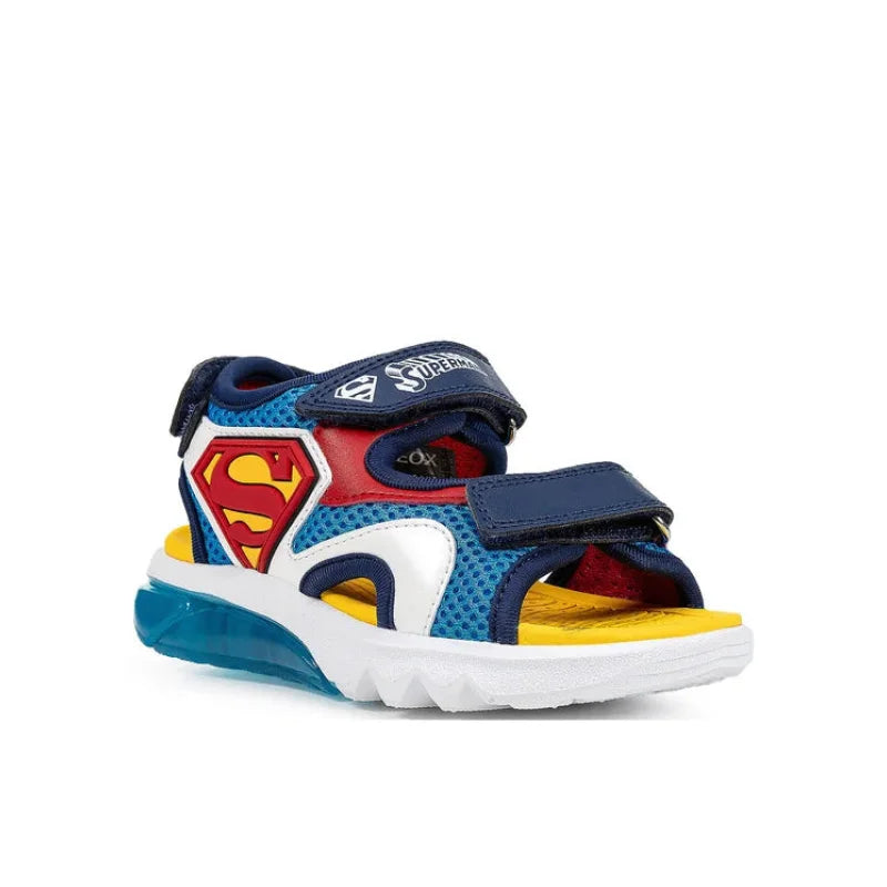 Geox Geox J65MXC Ciberdron Superman Παιδικά Σανδάλια με Φωτάκια Μπλε Πέδιλο Αγόρι Φωτάκια / Sandal Boy Lights geox-sandalia-j-sandal-ciberdron-b-j65mxc-01454-c4320-s-skouro-mple-0000305704504_1