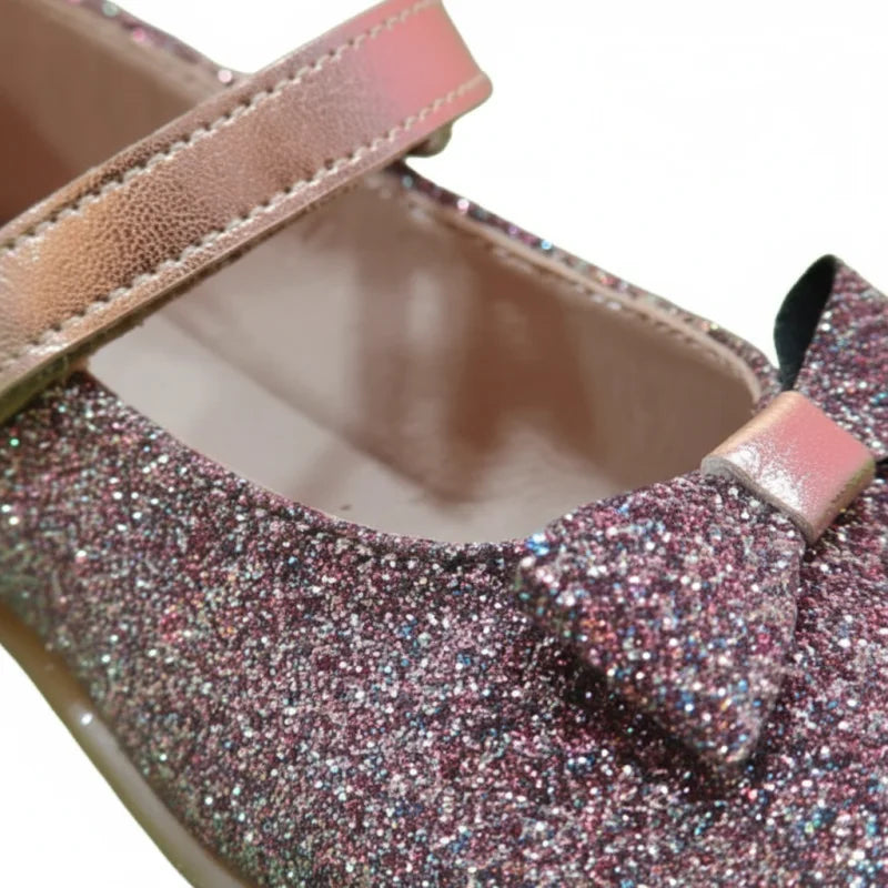 Ricco Ricco Mondo Παιδικές Μπαλαρίνες Ανατομικές με Σκρατς Δερμάτινες Πολύχρωμο Glitter Μπαρέτα/ Ballerina / Flat Shoes Girl glitter