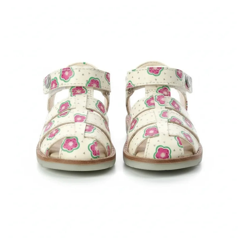 Kickers Kickers Παιδικά Δερμάτινα Παπουτσοπέδιλα Ανατομικά για Κορίτσια Λευκά Πέδιλο Κορίτσι / Sandals Girl kickers-white-sandals-front-view