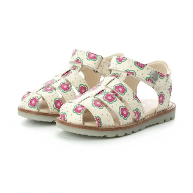 Kickers Kickers Παιδικά Δερμάτινα Παπουτσοπέδιλα Ανατομικά για Κορίτσια Λευκά Πέδιλο Κορίτσι / Sandals Girl kickers-white-sandals-pair-45-degree