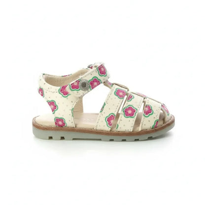 Kickers Kickers Παιδικά Δερμάτινα Παπουτσοπέδιλα Ανατομικά για Κορίτσια Λευκά Πέδιλο Κορίτσι / Sandals Girl kickers-white-sandals-side-view