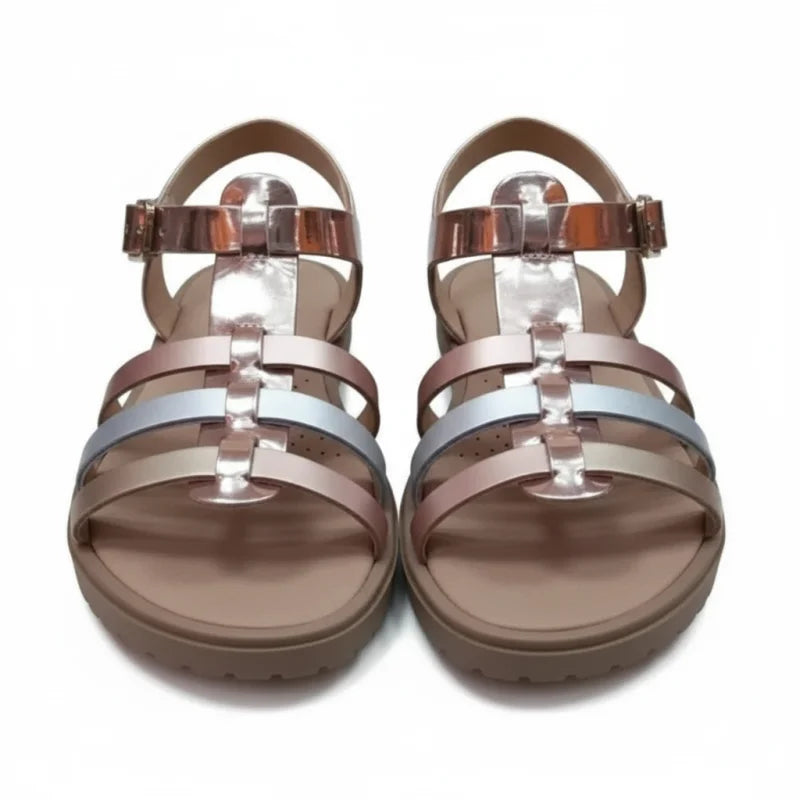 Ricco Ricco Παιδικά Ελληνικά Δερμάτινα Πέδιλα Χειροποίητα Ανατομικά για Κορίτσια Μεταλικό Πέδιλο Κορίτσι / Sandals Girl luxury-top-view