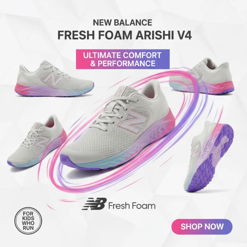New Balance New Balance Αθλητικά Παιδικά Παπούτσια Running Fresh Foam Arishi V4 γκρι Αθλητικά Κορίτσι /Sportshoes Girl new-balance-fresh-foam-arishi-v4-facebook-ad