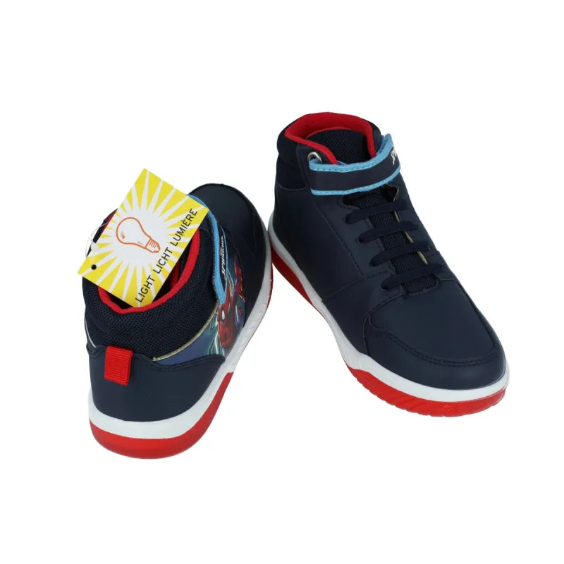 Spiderman παιδικά ανατομικά sneakers High με φωτάκια για αγόρια Μπλε