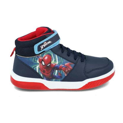 Baskets anatomiques enfant Spiderman Hautes avec lumières pour garçon Bleu