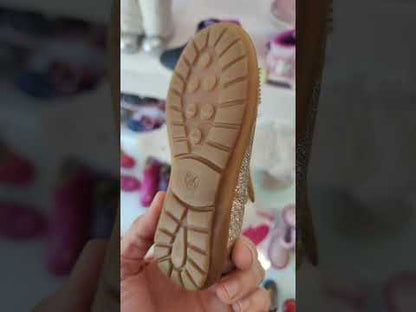 Ricco Mondo Παιδικές Ανατομικές Μπαλαρίνες με Σκρατς Δερμάτινες Χρυσό Glitter