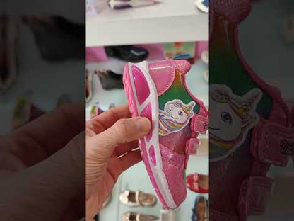 Unicorn Παιδικά Sneakers Ανατομικά με Σκρατς & Φωτάκια Ροζ