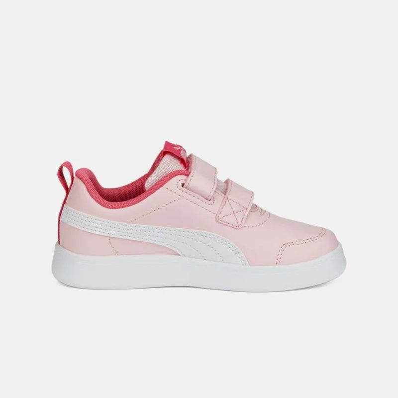 Puma Kids Courtflex Sneakers with Scratches for Girls Pink
