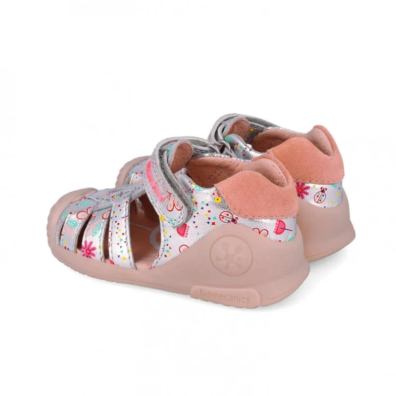 Biomecanics Biomecanics Παιδικά Παπουτσοπέδιλα για Κορίτσι Ανατομικά Ασημί Σομόν 252103-C198 Πέδιλο Κορίτσι / Sandals Girl sandalia-estampada_2