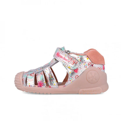 Biomecanics Biomecanics Παιδικά Παπουτσοπέδιλα για Κορίτσι Ανατομικά Ασημί Σομόν 252103-C198 Πέδιλο Κορίτσι / Sandals Girl sandalia-estampada_3