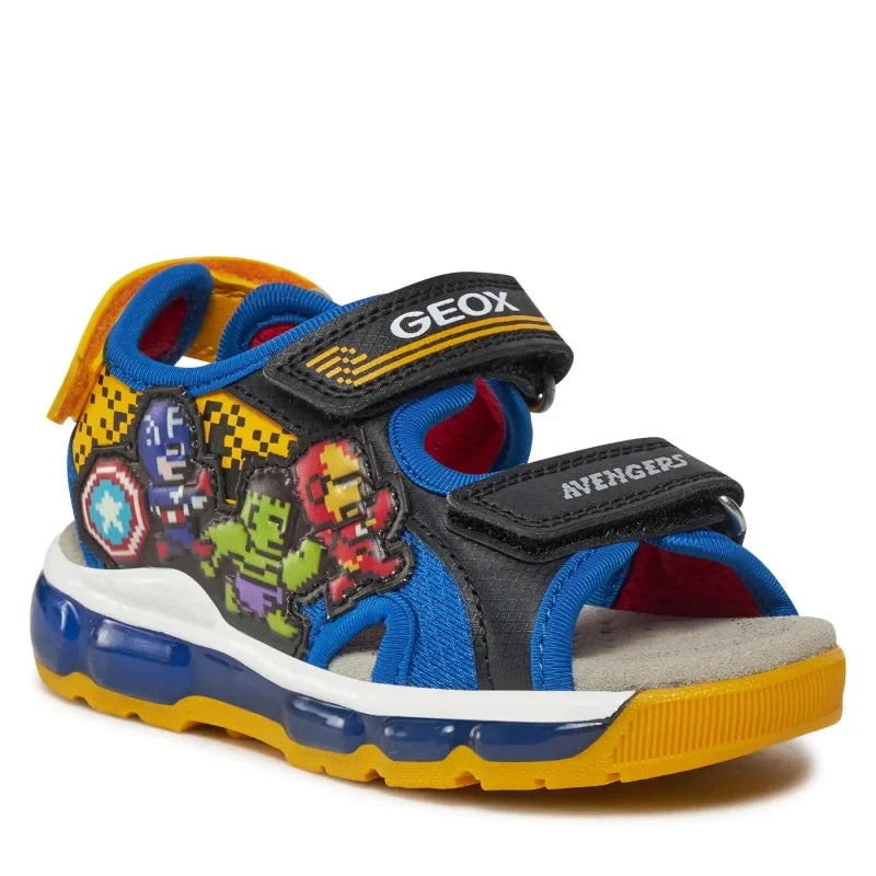 Geox Geox Παιδικά Πέδιλα J Sandal Android Πολύχρωμα Πέδιλο Αγόρι Φωτάκια / Sandal Boy Lights sandalia-geox-j-sandal-android-boy-j450qc-014ce-c0245-m-black-royal-0000303479732
