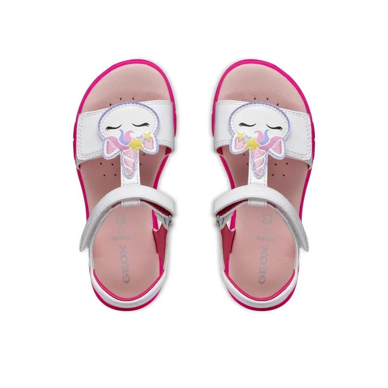 Geox Geox J65P1C Joyfoot Girl Παιδικά Πέδιλα με Μονόκερο - Λευκό/Φούξια Πέδιλο Κορίτσι / Sandals Girl sandalia-geox-j-sandal-joyfoot-gir-j65p1c-000hh-c1441-d-leuko-0000305705037_4