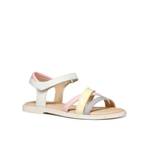 Geox Geox Jr Karly J5235D Παιδικά Δερμάτινα Πέδιλα - Λευκό Έγχρωμο Πέδιλο Κορίτσι / Sandals Girl sandalia-geox-jr-karly-j5235d-000bc-c0761-s-egkhromo-0000304619465_1
