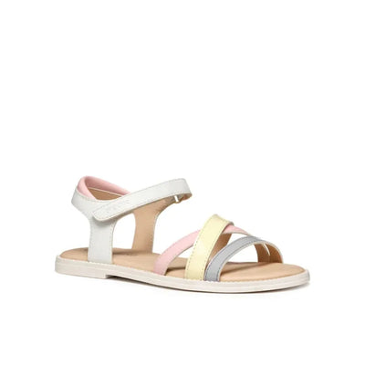 Geox Geox Jr Karly J5235D Παιδικά Δερμάτινα Πέδιλα - Λευκό Έγχρωμο Πέδιλο Κορίτσι / Sandals Girl sandalia-geox-jr-karly-j5235d-000bc-c0761-s-egkhromo-0000304619465_1