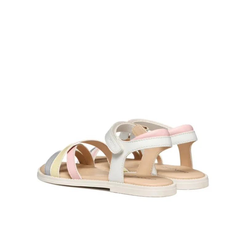 Geox Geox Jr Karly J5235D Παιδικά Δερμάτινα Πέδιλα - Λευκό Έγχρωμο Πέδιλο Κορίτσι / Sandals Girl sandalia-geox-jr-karly-j5235d-000bc-c0761-s-egkhromo-0000304619465_2