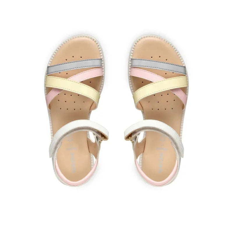 Geox Geox Jr Karly J5235D Παιδικά Δερμάτινα Πέδιλα - Λευκό Έγχρωμο Πέδιλο Κορίτσι / Sandals Girl sandalia-geox-jr-karly-j5235d-000bc-c0761-s-egkhromo-0000304619465_4