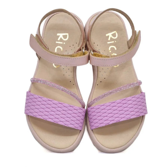 Ricco Children's Greek Leather Sandals Handmade Anatomical for Girls lilac