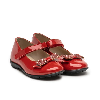 Ricco Kids Greek Leather Ballerina Shoes Handmade Anatomical for Girls Red