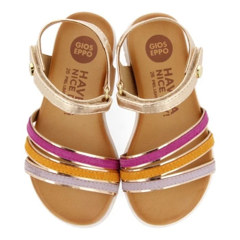 Gioseppo Leather Anatomical Kids Sandals for Girls Rose Gold