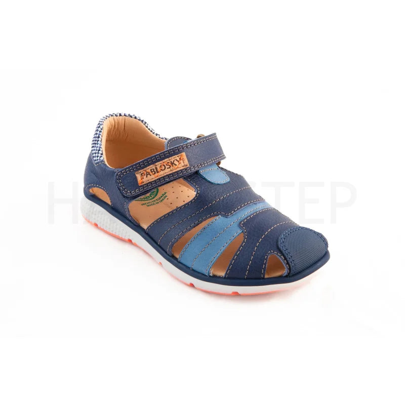 Pablosky Children's Anatomical Leather Shoes for Boys Navy Blue